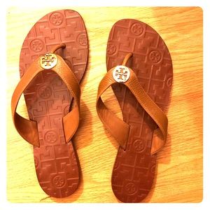 Tory Burch flip flops brown